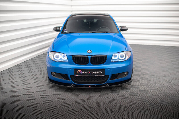 Cup Spoilerlippe Front Ansatz V.2 für BMW 1er M-Paket E87 / E81 FL schwarz Hochglanz