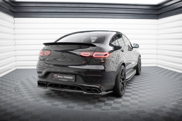 Mittlerer Cup Diffusor Heck Ansatz DTM Look passend für Mercedes-AMG GLC 63 Coupe C253 Facelift schwarz Hochglanz