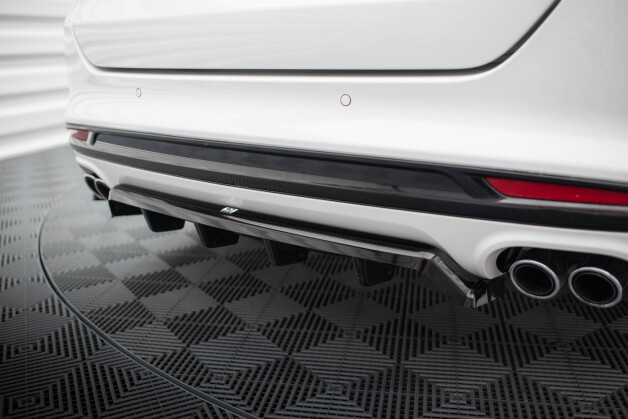 Mittlerer Cup Diffusor Heck Ansatz DTM Look passend für Ford Mondeo Sport Mk5 Facelift / Fusion Sport Mk2 Facelift schwarz Hochglanz
