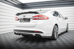 Mittlerer Cup Diffusor Heck Ansatz DTM Look passend für Ford Mondeo Sport Mk5 Facelift / Fusion Sport Mk2 Facelift schwarz Hochglanz
