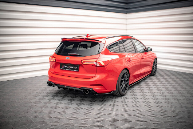 Heck Ansatz Flaps Diffusor V.8 passend für Ford Focus Kombi ST Mk4 schwarz Hochglanz