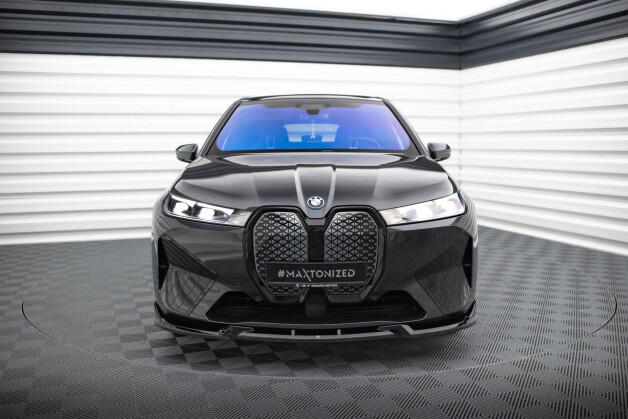 Cup Spoilerlippe Front Ansatz V.1 passend für BMW iX M-Paket i20 schwarz Hochglanz