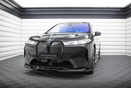 Cup Spoilerlippe Front Ansatz V.2 passend für BMW iX M-Paket i20 schwarz Hochglanz