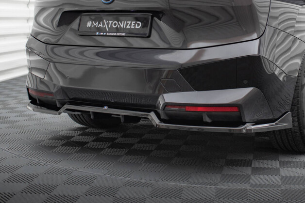 Mittlerer Cup Diffusor Heck Ansatz DTM Look passend für BMW iX M-Paket i20 schwarz Hochglanz