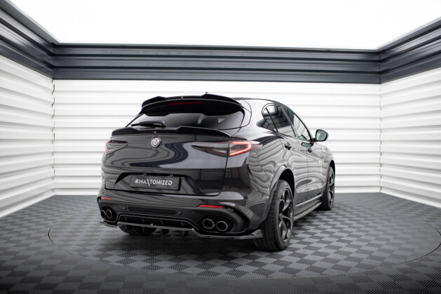 Unterer Heck Spoiler Aufsatz Abrisskante 3D für Alfa Romeo Stelvio Mk1 schwarz Hochglanz