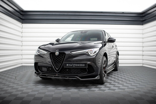 Street+ Spoilerlippe Front Ansatz passend für Alfa Romeo Stelvio Quadrifoglio Mk1 schwarz Hochglanz