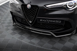 Cup Spoilerlippe Front Ansatz für Alfa Romeo Stelvio Quadrifoglio Mk1 schwarz Hochglanz