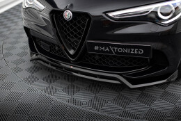 Street+ Spoilerlippe Front Ansatz passend für Alfa Romeo Stelvio Quadrifoglio Mk1 schwarz Hochglanz