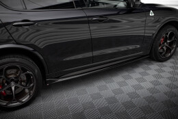 Seitenschweller Ansatz Cup Leisten passend für Alfa Romeo Stelvio Quadrifoglio Mk1 schwarz Hochglanz