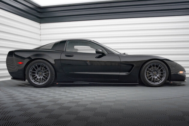 Seitenschweller Ansatz Cup Leisten passend für Chevrolet Corvette C5 schwarz Hochglanz