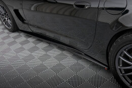 Seitenschweller Ansatz Cup Leisten passend für Chevrolet Corvette C5 schwarz Hochglanz