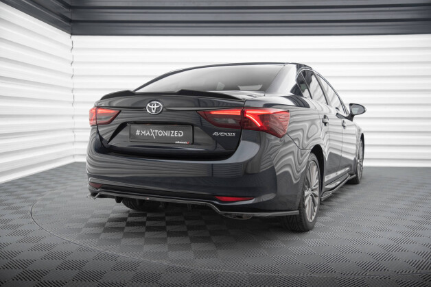 Mittlerer Cup Diffusor Heck Ansatz DTM Look passend für Toyota Avensis Limousine Mk3 Facelift schwarz Hochglanz