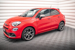 Seitenschweller Ansatz Cup Leisten für Fiat 500X Sport Mk1 FL schwarz Hochglanz