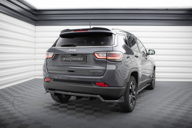 Mittlerer Cup Diffusor Heck Ansatz DTM Look passend für Jeep Compass Limited Mk2 Facelift schwarz Hochglanz