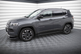 Seitenschweller Ansatz Cup Leisten für Jeep Compass Limited Mk2 Facelift schwarz Hochglanz