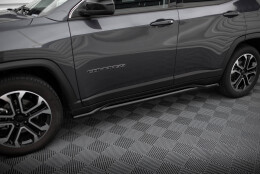 Seitenschweller Ansatz Cup Leisten passend für Jeep Compass Limited Mk2 Facelift schwarz Hochglanz