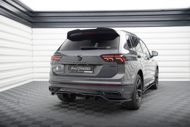 Mittlerer Cup Diffusor Heck Ansatz DTM Look passend für VW Tiguan R-Line Mk2 Facelift schwarz Hochglanz