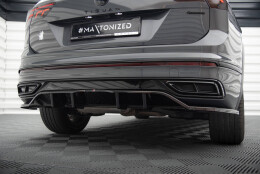 Mittlerer Cup Diffusor Heck Ansatz DTM Look passend für VW Tiguan R-Line Mk2 Facelift schwarz Hochglanz