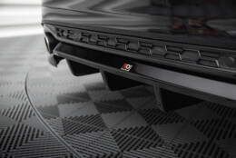 Mittlerer Cup Diffusor Heck Ansatz DTM Look passend für Ford Mondeo Kombi ST-Line Mk4 Facelift schwarz Hochglanz