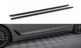 Seitenschweller Ansatz Cup Leisten passend für BMW 5er G30 / G31 Facelift schwarz Hochglanz