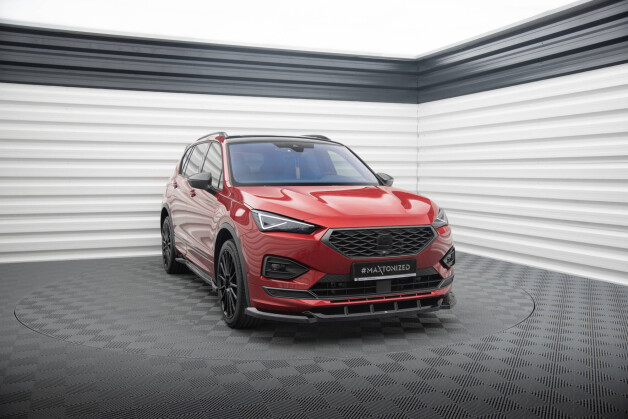 Street+ Spoilerlippe Front Ansatz V.1 passend für Seat Tarraco FR Mk1 schwarz Hochglanz