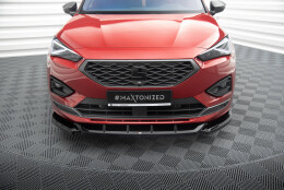 Street+ Spoilerlippe Front Ansatz V.1 passend für Seat Tarraco FR Mk1 schwarz Hochglanz