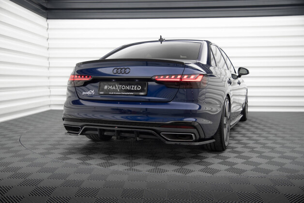 Mittlerer Cup Diffusor Heck Ansatz V.2 passend für Audi A4 S-Line B9 Facelift schwarz Hochglanz