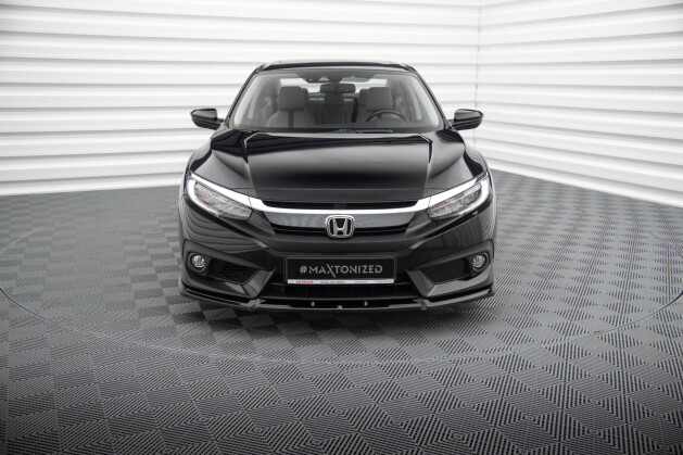 Cup Spoilerlippe Front Ansatz V.1 für Honda Civic Limo Mk10 schwarz Hochglanz