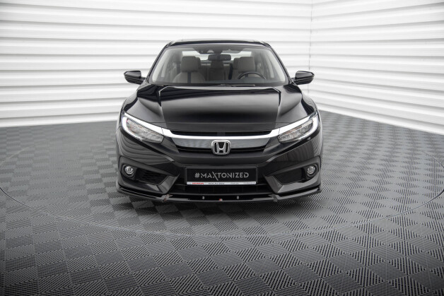 Cup Spoilerlippe Front Ansatz V.1 passend für Honda Civic Limousine Mk10 schwarz Hochglanz