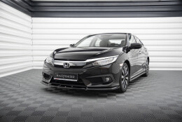 Cup Spoilerlippe Front Ansatz V.1 passend für Honda Civic Limousine Mk10 schwarz Hochglanz