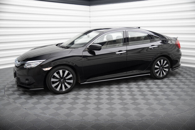 Street+ Seitenschweller Leisten passend für Honda Civic Limousine Mk10 / Mk10 FL schwarz Hochglanz