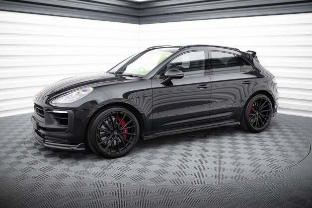 Seitenschweller Ansatz Cup Leisten passend für Porsche Macan T / GTS Mk1 Facelift 2  schwarz Hochglanz