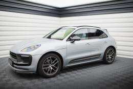 Seitenschweller Ansatz Cup Leisten für Porsche Macan T / GTS Mk1 FL 2 schwarz Hochglanz