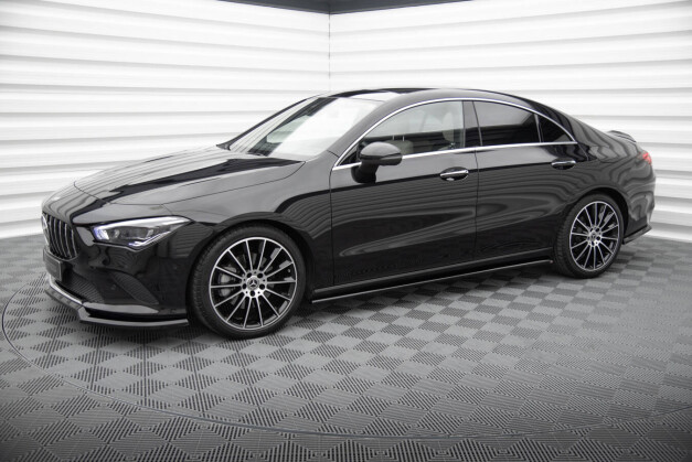 Seitenschweller Ansatz Cup Leisten für Mercedes CLA C118 schwarz Hochglanz