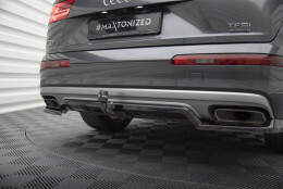 Mittlerer Cup Diffusor Heck Ansatz DTM Look passend für Audi Q7 Mk2 schwarz Hochglanz
