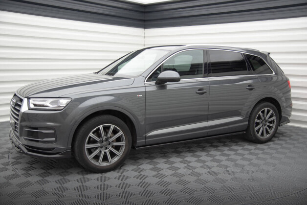Seitenschweller Ansatz Cup Leisten passend für Audi Q7 Mk2 schwarz Hochglanz