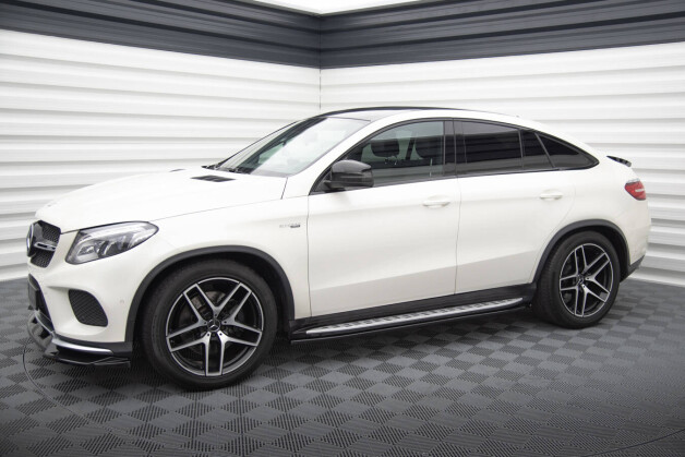 Seitenschweller Ansatz Cup Leisten passend für Mercedes-Benz GLE Coupe 43 AMG / AMG-Line C292 schwarz Hochglanz