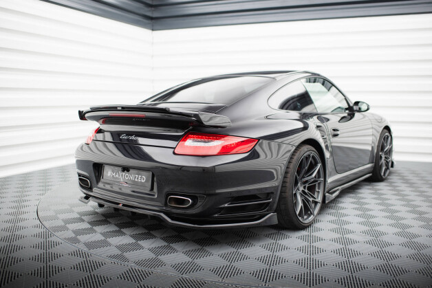 Mittlerer Cup Diffusor Heck Ansatz DTM Look passend für Porsche 911 Turbo 997 schwarz Hochglanz