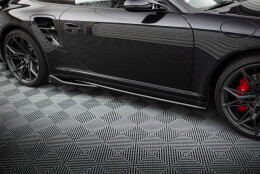 Seitenschweller Ansatz Cup Leisten passend für Porsche 911 Turbo 997 schwarz Hochglanz