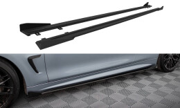Street Pro Seitenschweller Ansatz Cup Leisten + Flaps für BMW 4er Coupe / Gran Coupe / Cabrio M-Paket F32 / F36 / F33  schwarz Hochglanz