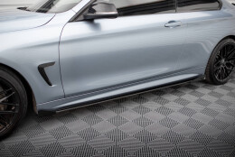 Street Pro Seitenschweller Leisten + Flaps passend für BMW 4er Coupe / Gran Coupe / Cabrio M-Paket F32 / F36 / F33 schwarz Hochglanz