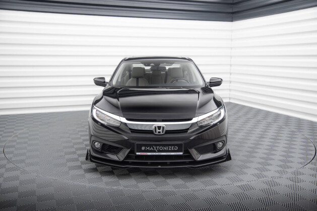 Street Pro Cup Spoilerlippe Front Ansatz für Honda Civic Mk10 SCHWARZ+ HOCHGLANZ FLAPS