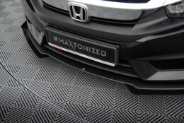Street Pro Cup Spoilerlippe Front Ansatz passend für Honda Civic Mk10 SCHWARZ+ HOCHGLANZ FLAPS