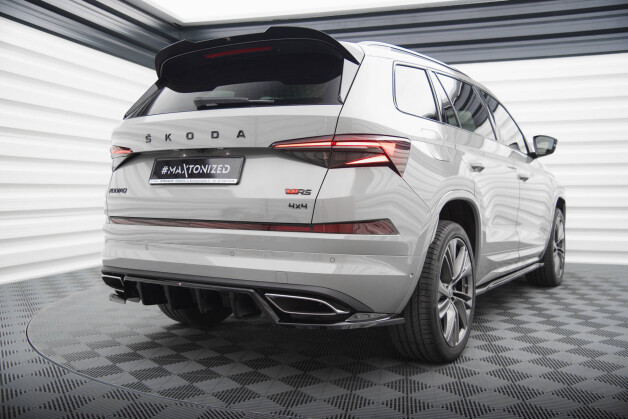 Mittlerer Cup Diffusor Heck Ansatz DTM Look passend für Skoda Kodiaq RS Mk1 / Mk1 Facelift schwarz Hochglanz