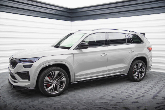 Seitenschweller Ansatz Cup Leisten passend für Skoda Kodiaq RS Mk1 / Mk1 Facelift schwarz Hochglanz
