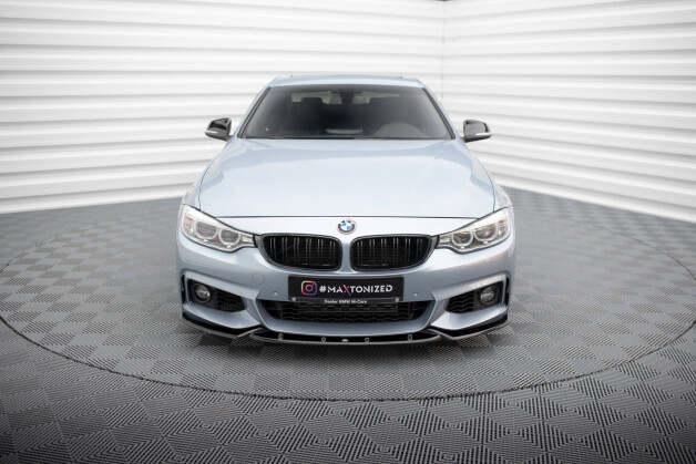 Cup Spoilerlippe Front Ansatz V.3 passend für BMW 4er Coupe / Gran Coupe / Cabrio M-Paket F32 / F36 / F33 schwarz Hochglanz