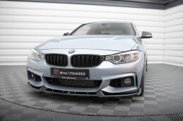 Cup Spoilerlippe Front Ansatz V.4 für BMW 4er Coupe / Gran Coupe / Cabrio M-Paket F32 / F36 / F33 schwarz Hochglanz