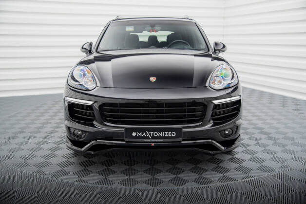 Cup Spoilerlippe Front Ansatz passend für Porsche Cayenne Mk2 Facelift schwarz Hochglanz
