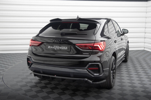 Mittlerer Cup Diffusor Heck Ansatz DTM Look für Audi Q3 Sportback F3 schwarz Hochglanz