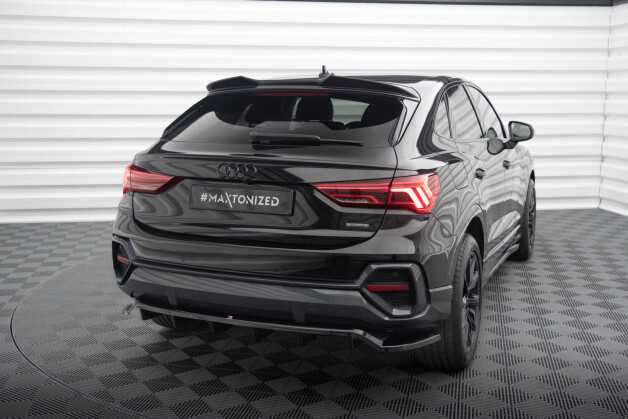 Mittlerer Cup Diffusor Heck Ansatz DTM Look passend für Audi Q3 Sportback F3 schwarz Hochglanz